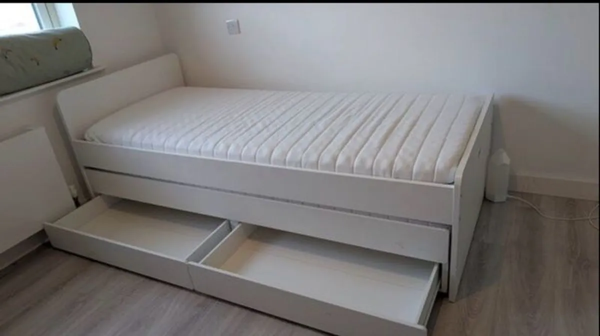 IKEA single bed with storage and extra bed space - Image 2
