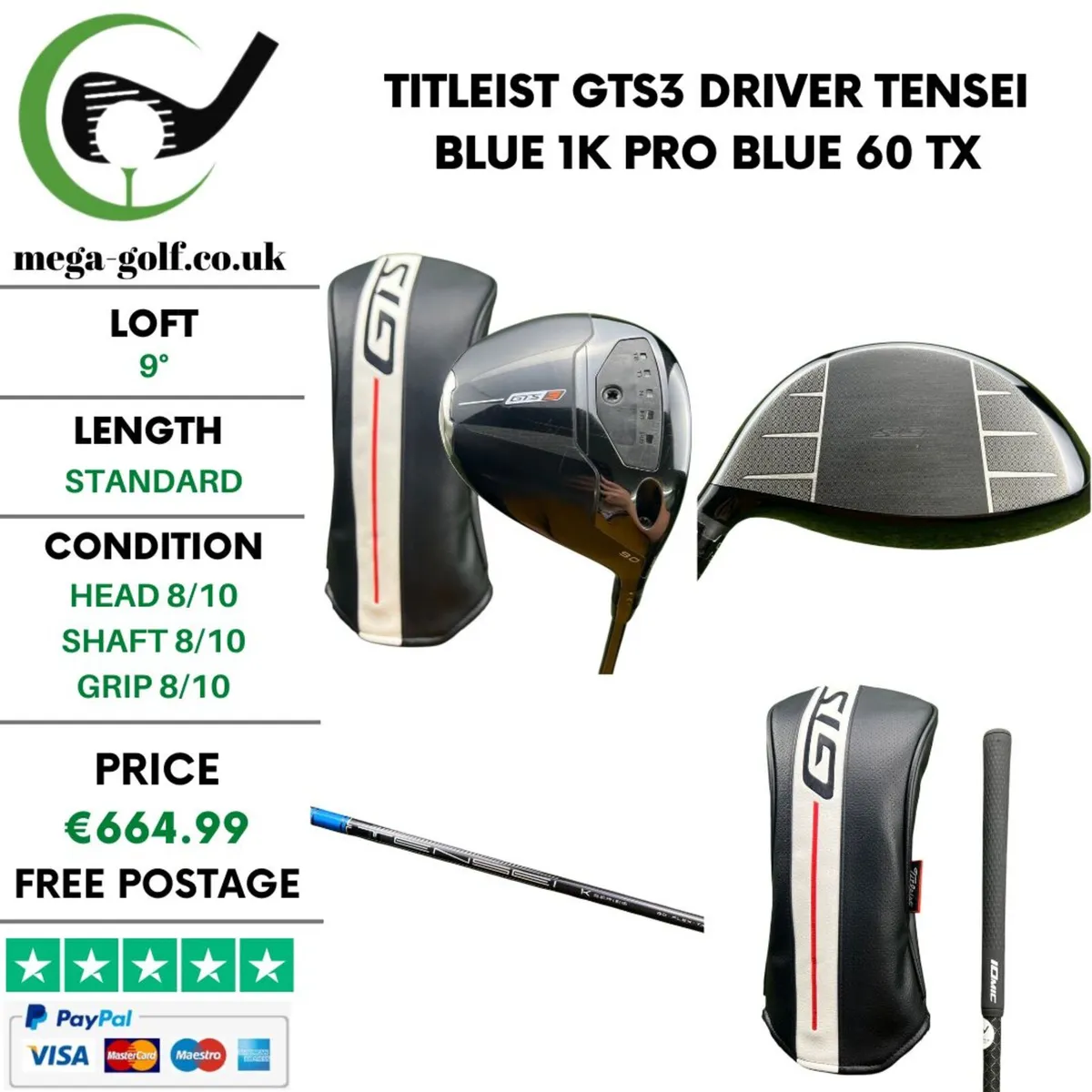 Titleist GTS3 Driver / 9° / TX - Image 1