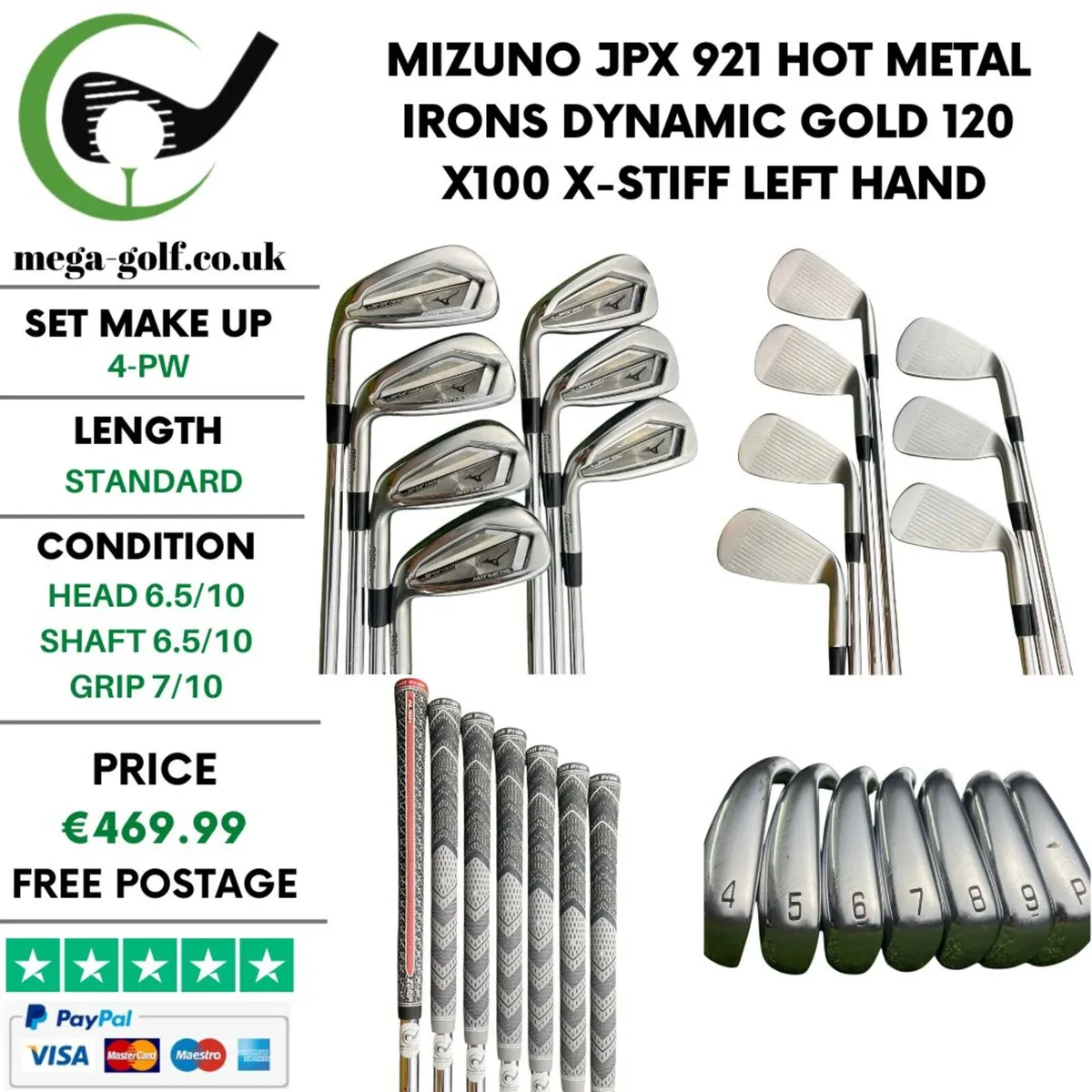 Mizuno JPX 921 Hot Metal Irons / 4-Pw / X-Stiff - Image 1