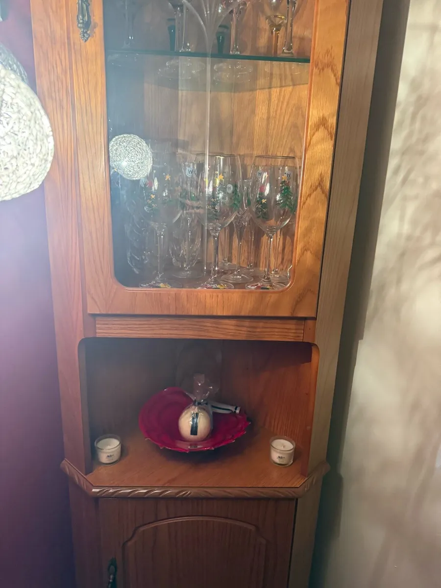 Oak Corner Display Cabinet / Drinks Cabinet - Image 2