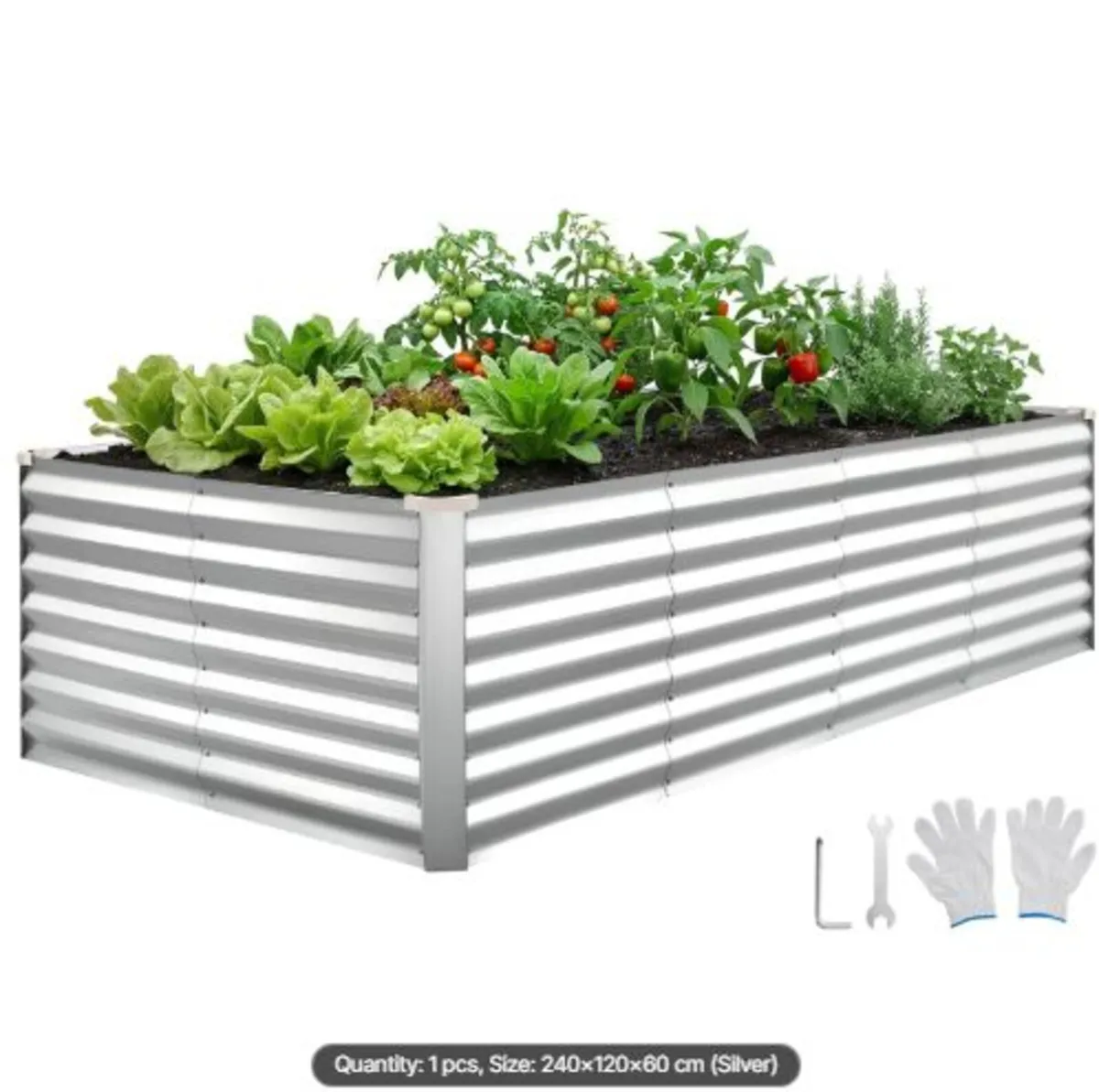 Galvanized Raised Garden Bed, 2400 x 1200 x 620 mm - Image 1