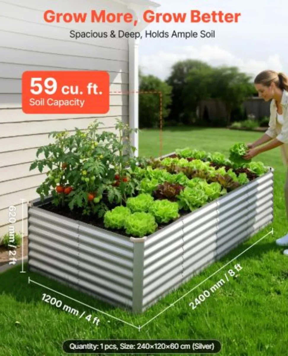 Galvanized Raised Garden Bed, 2400 x 1200 x 620 mm - Image 2