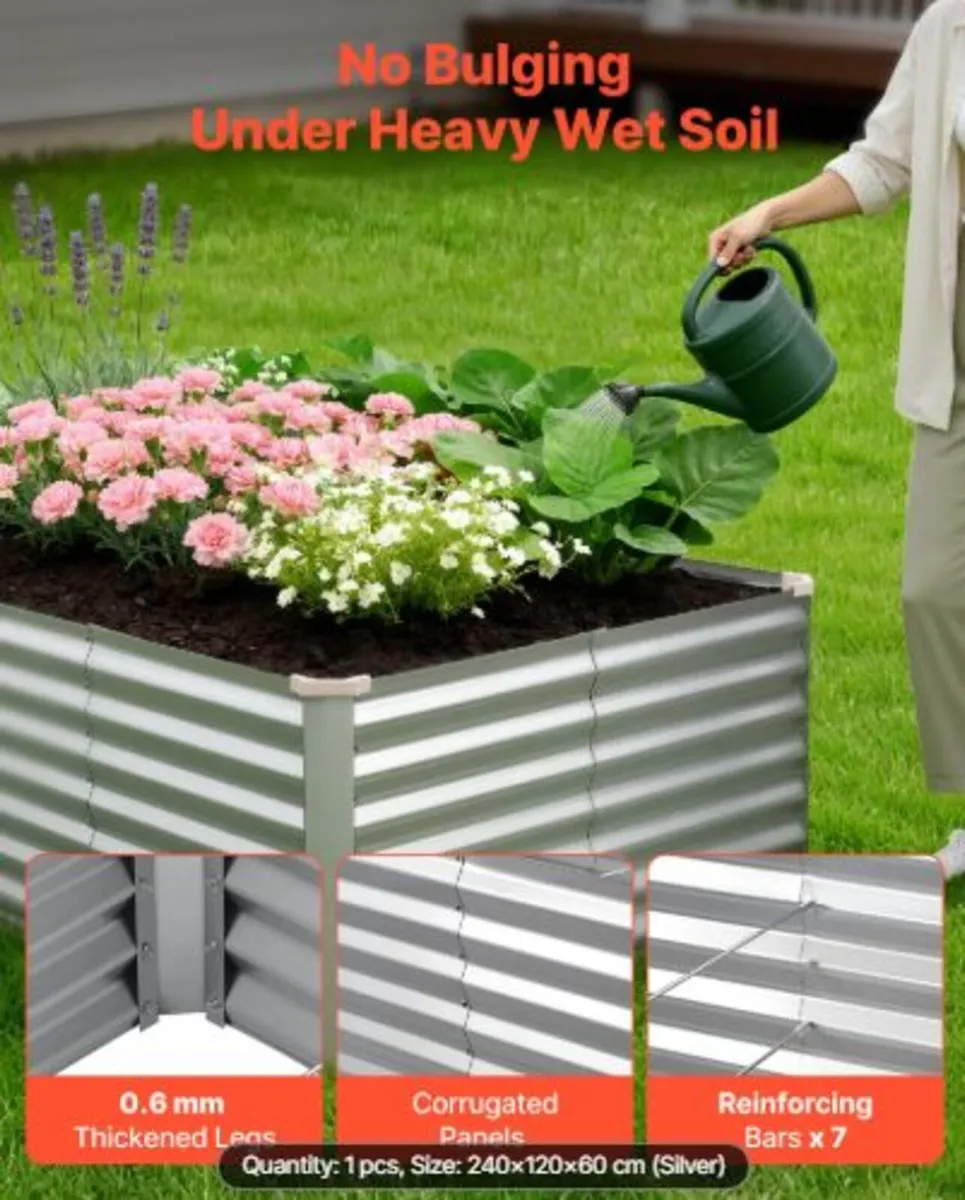 Galvanized Raised Garden Bed, 2400 x 1200 x 620 mm - Image 3