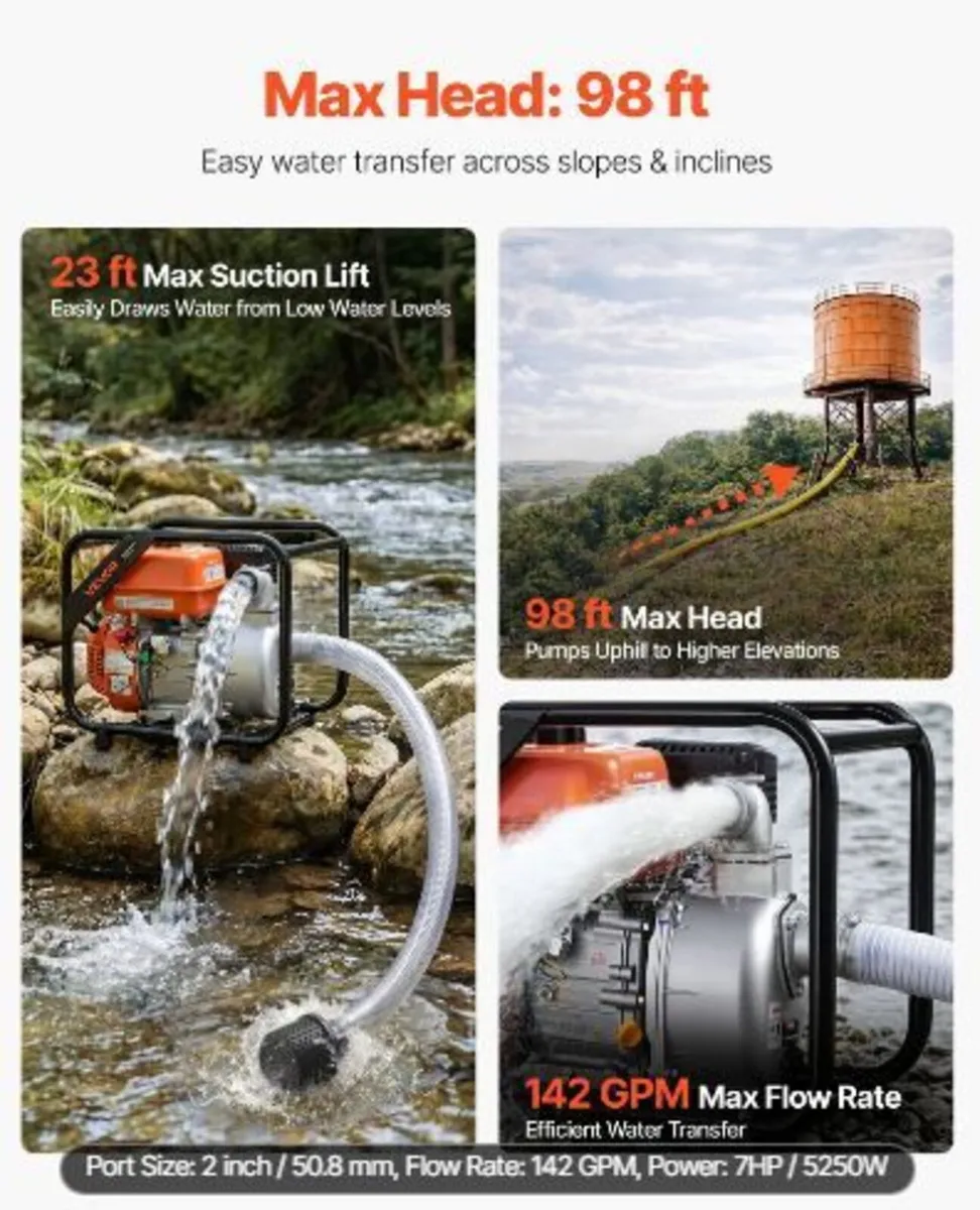 Gas Powered Water Pump, 50.8 mm - Image 1