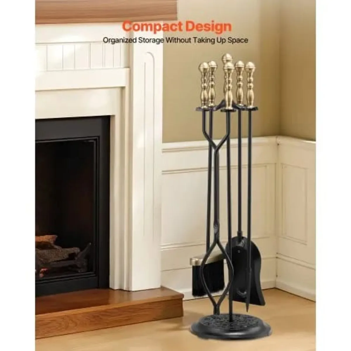 Fireplace Tool Set, 5 PCS Fire Tool Set and Holder - Image 3
