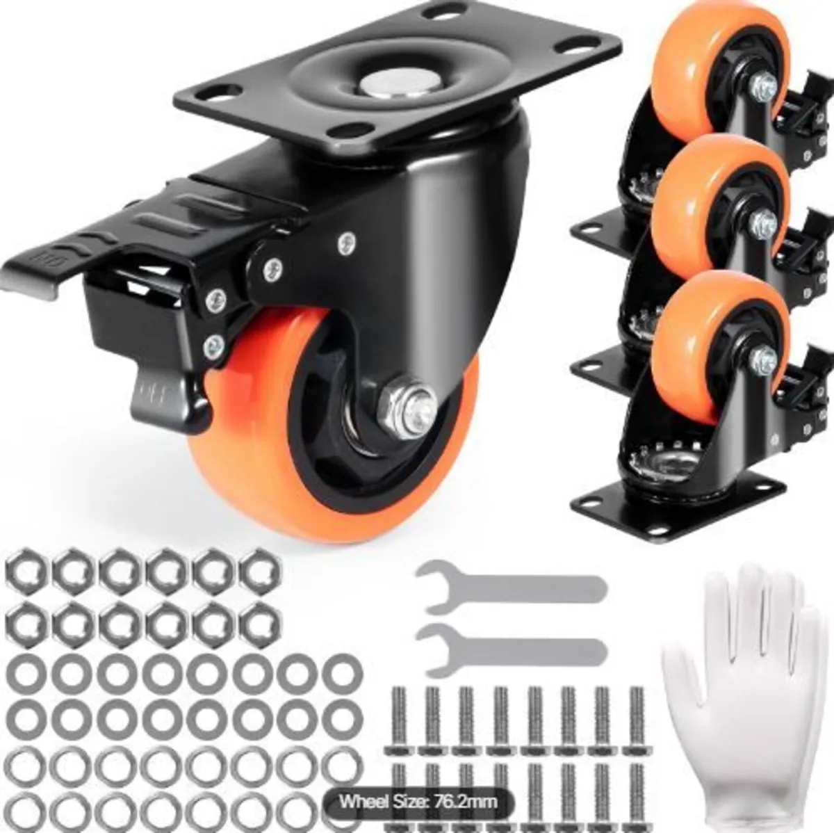 Caster Wheels, 7.6 cm Swivel Plate Casters - Image 1