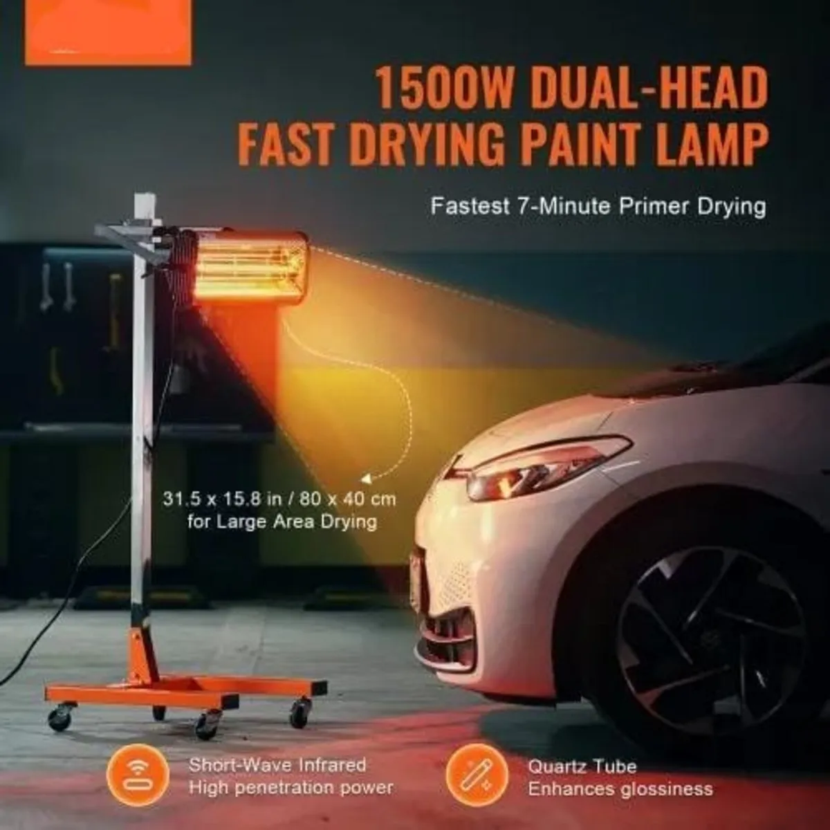 Infrared Curing Lamp, 1500W 1-60 min Timing, Auto - Image 3