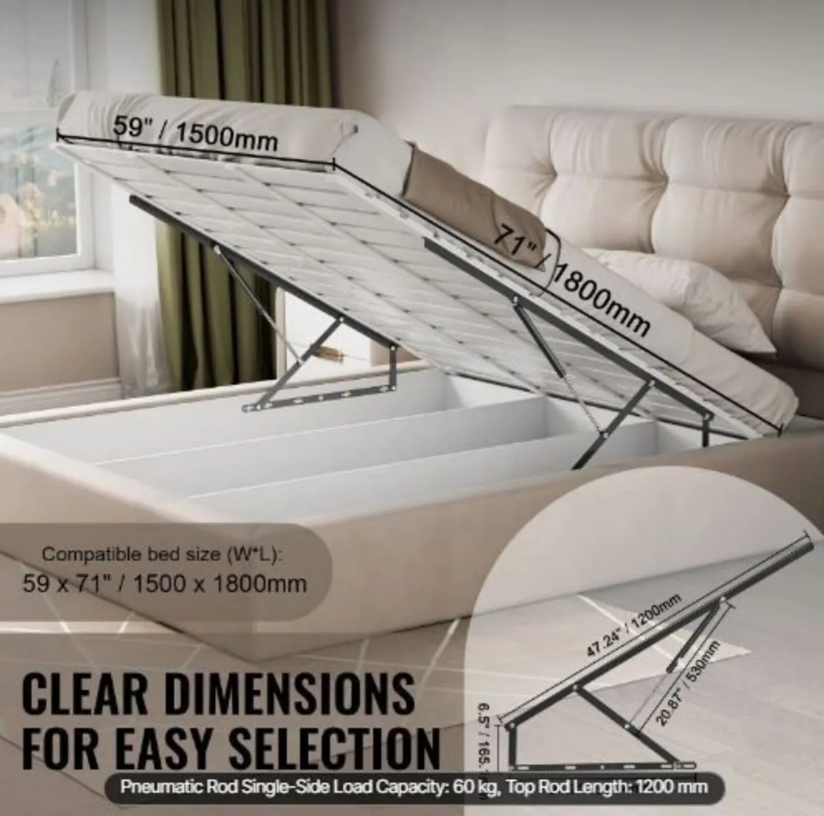 Bed Lift, 59x71 in Compatible Bed Size 154 lbs - Image 4