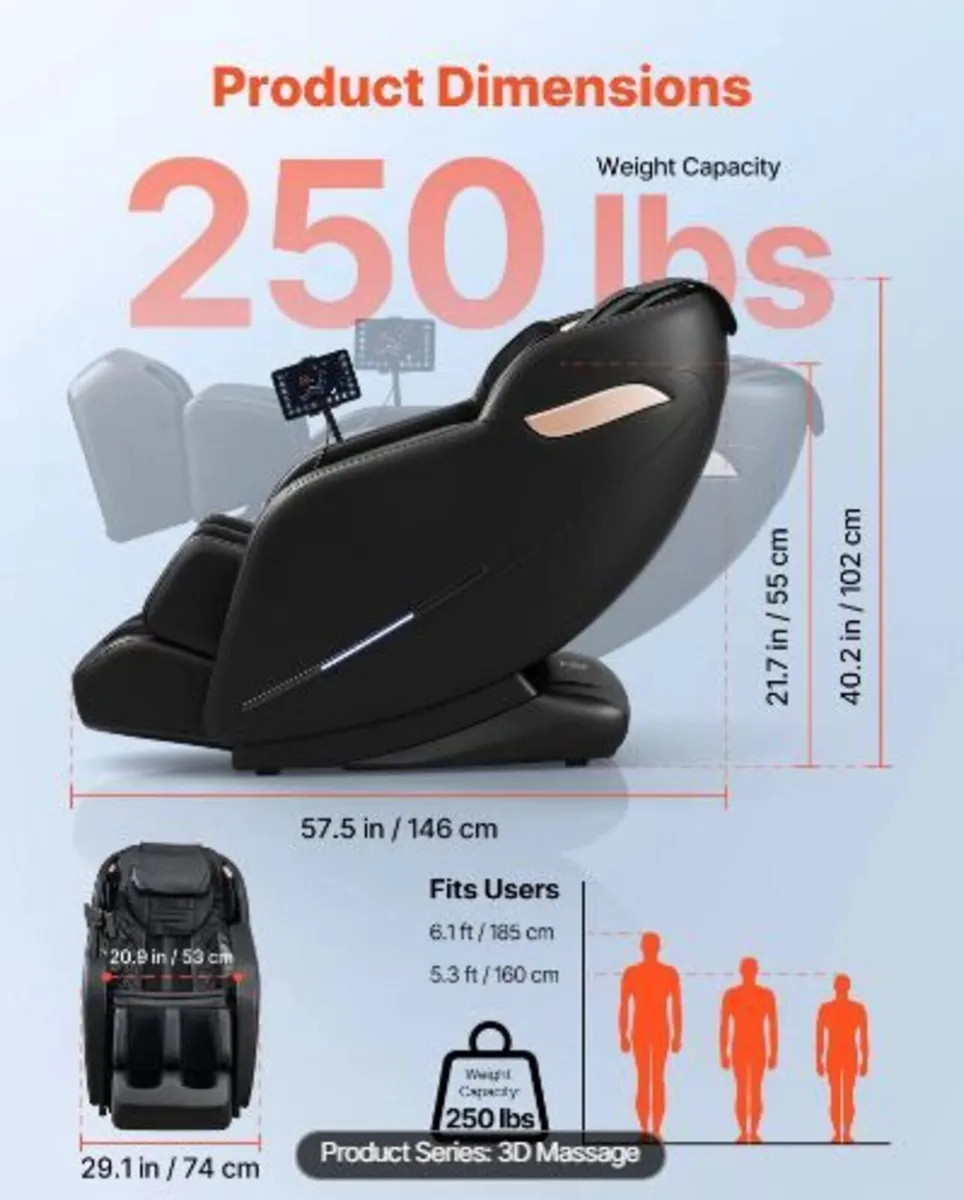 Massage Chair, 3D Zero-Gravity Full Body - Image 2