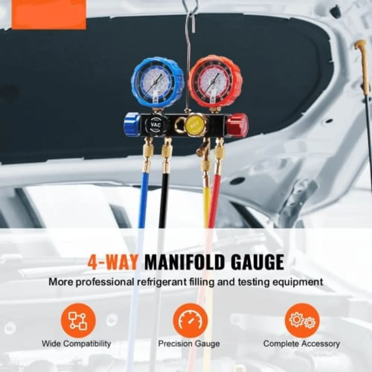 4 Way AC Gauge - AC Manifold Gauge Set for R134A R - Image 3