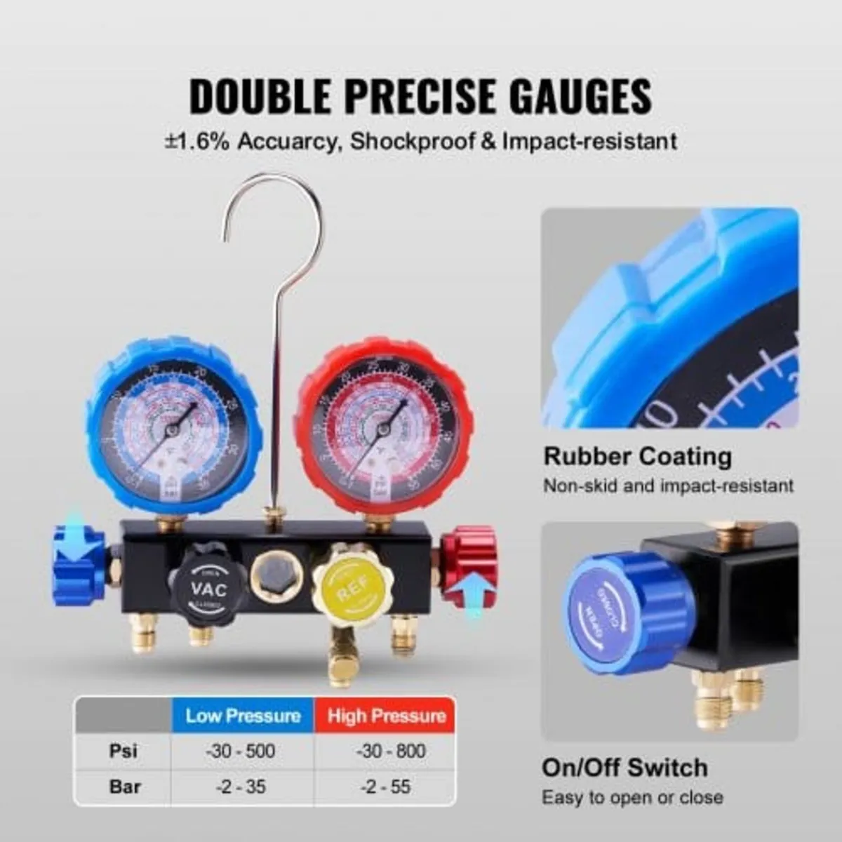 4 Way AC Gauge - AC Manifold Gauge Set for R134A R - Image 4