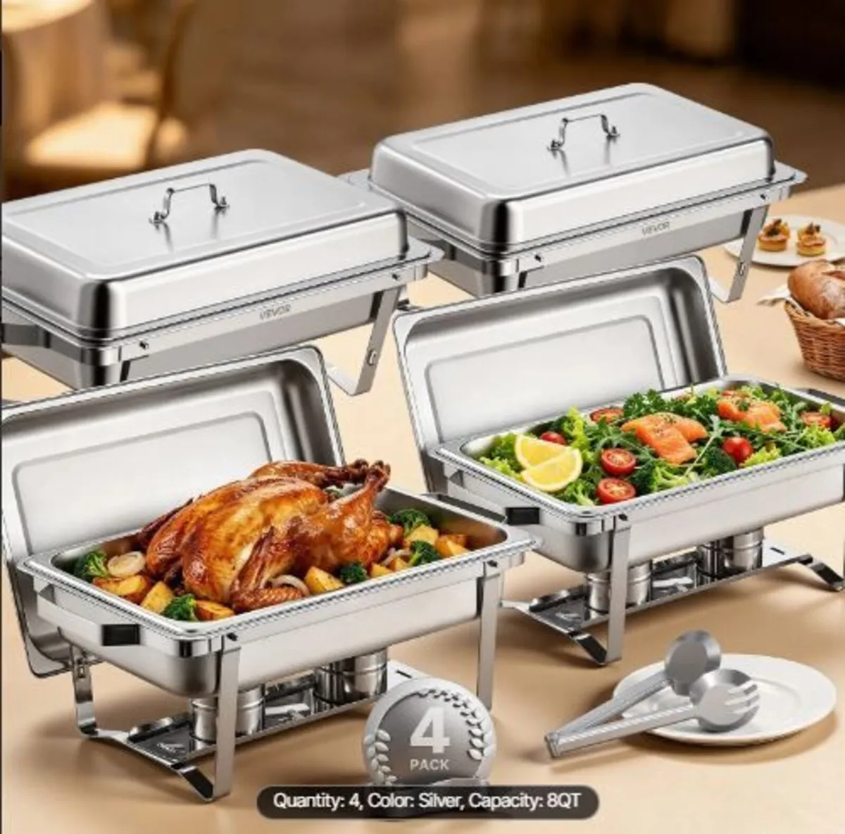 Chafing Dish Buffet Set, 8 Qt 4 Pack - Image 3