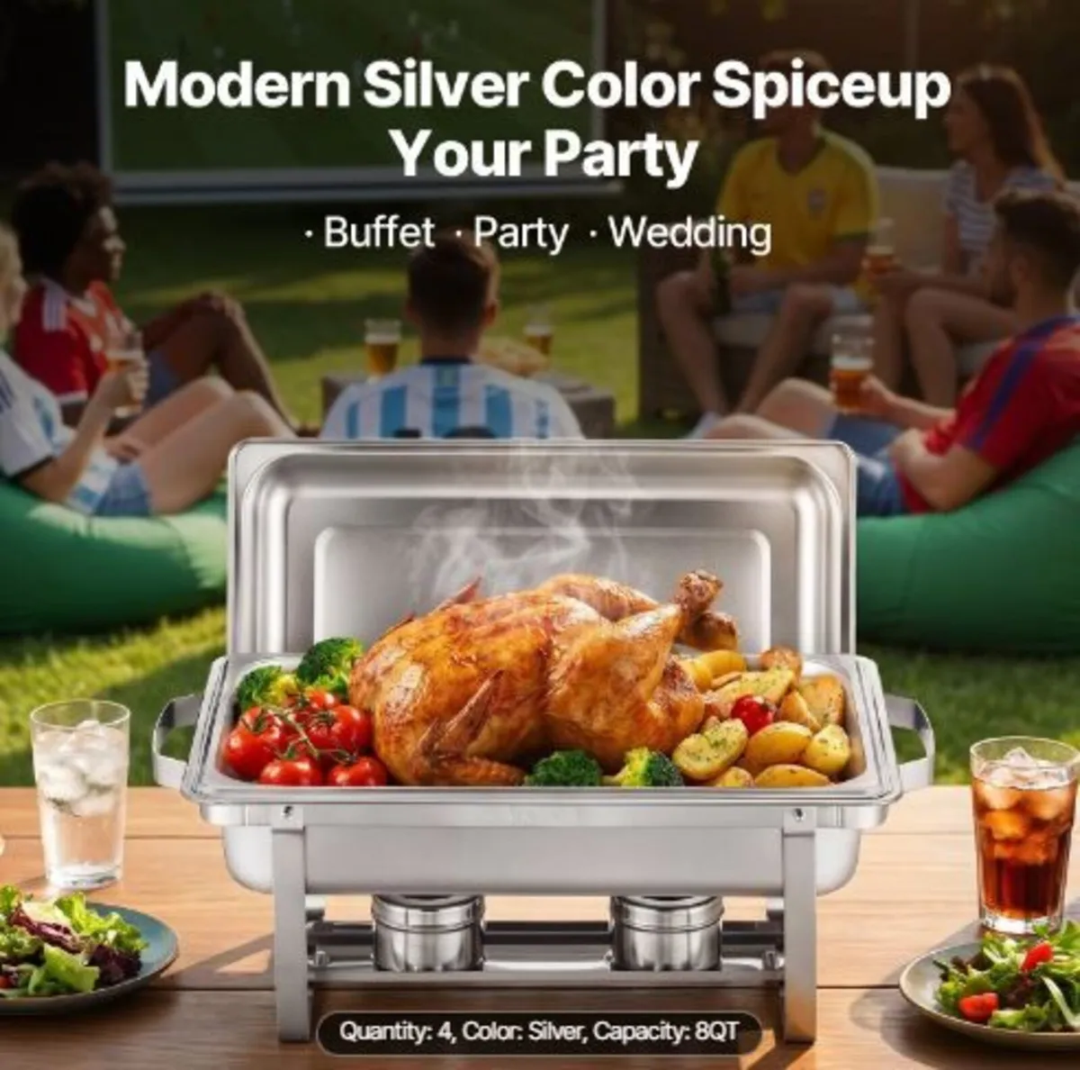 Chafing Dish Buffet Set, 8 Qt 4 Pack - Image 2