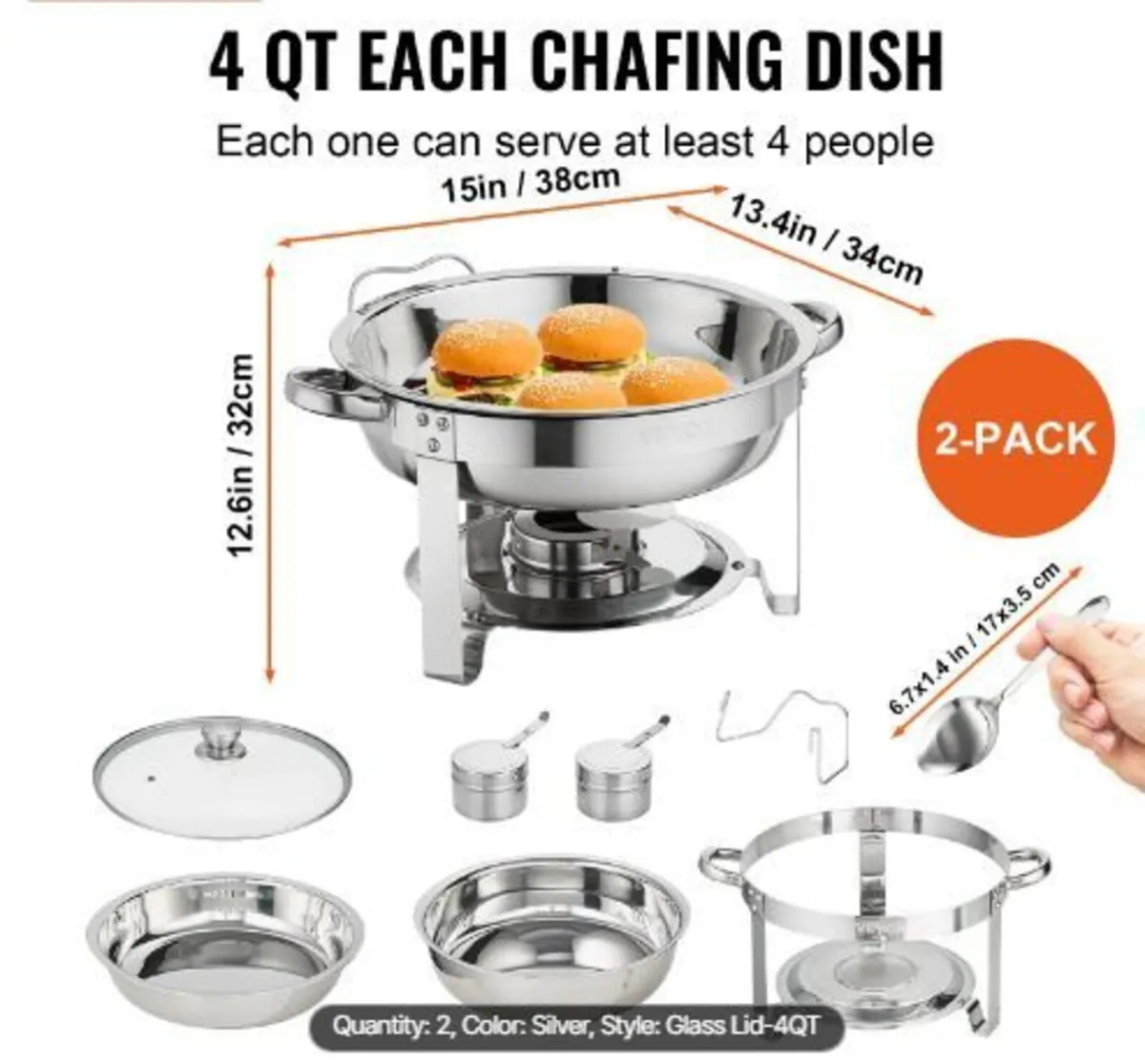 2-Pack Round Chafing Dish Set - Image 2