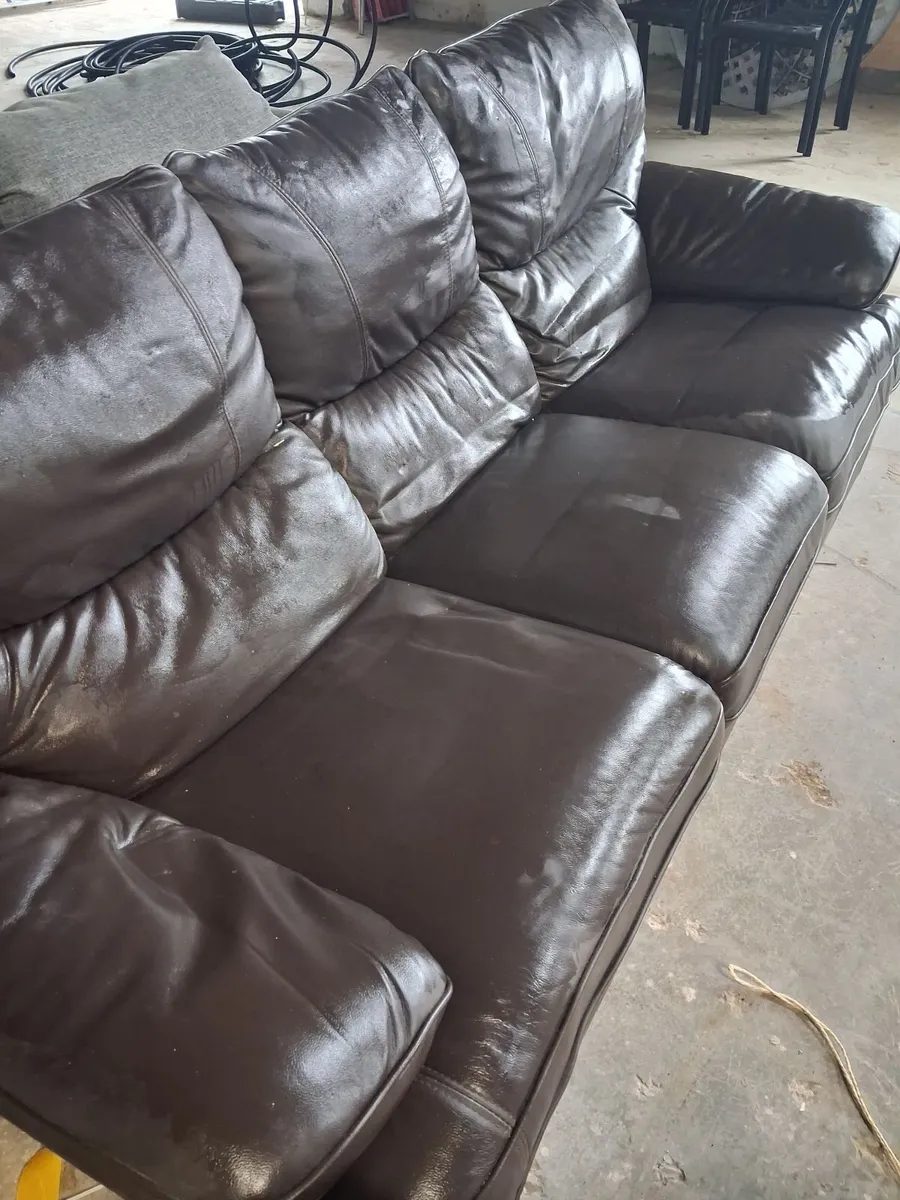 Brown Leather  3 Seater Recliner Sofa - Image 1