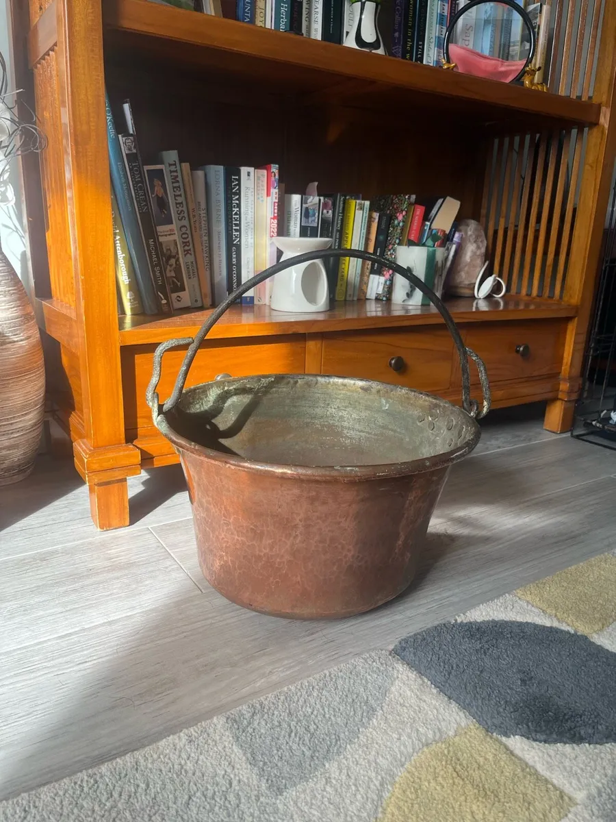Antique Copper Log Bucket - Image 1