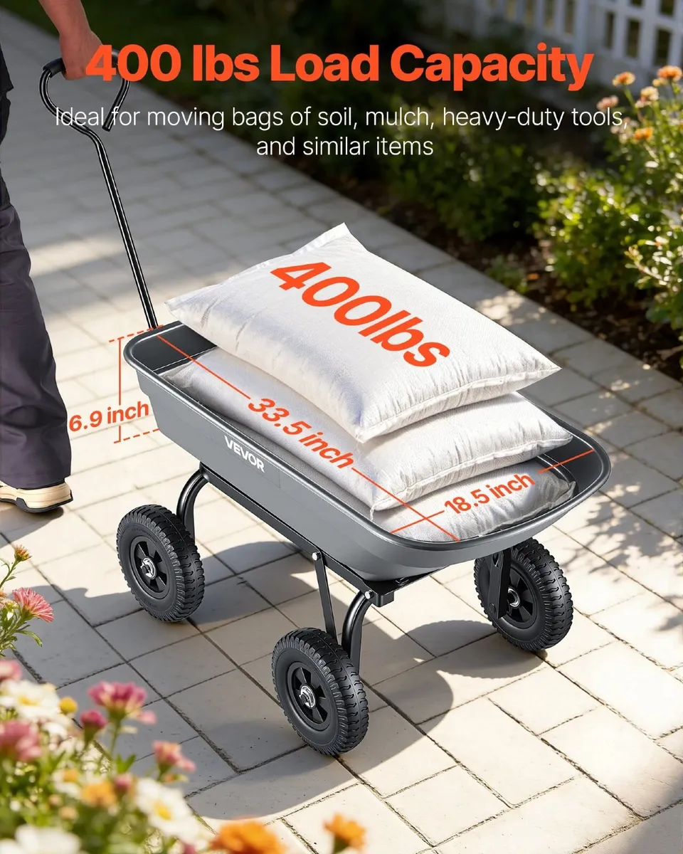 Garden Dump Cart 181kg - No-Flat Wheels - Image 4