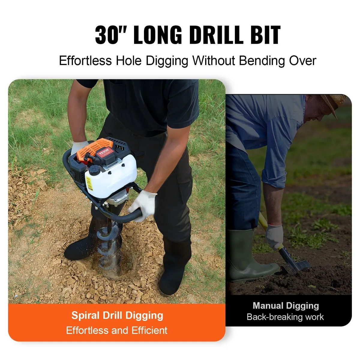 52cc Petrol Post Hole Digger with 6 & 10in Bits - Image 3