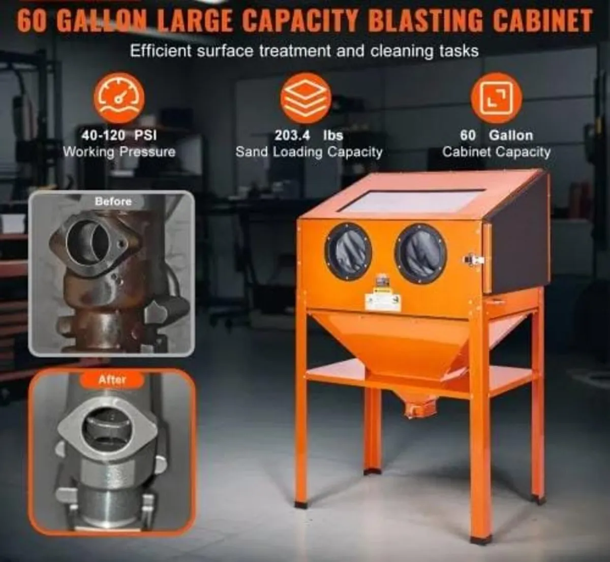 227.1 L Sand Blasting Cabinet with Stand with Blas - Image 2