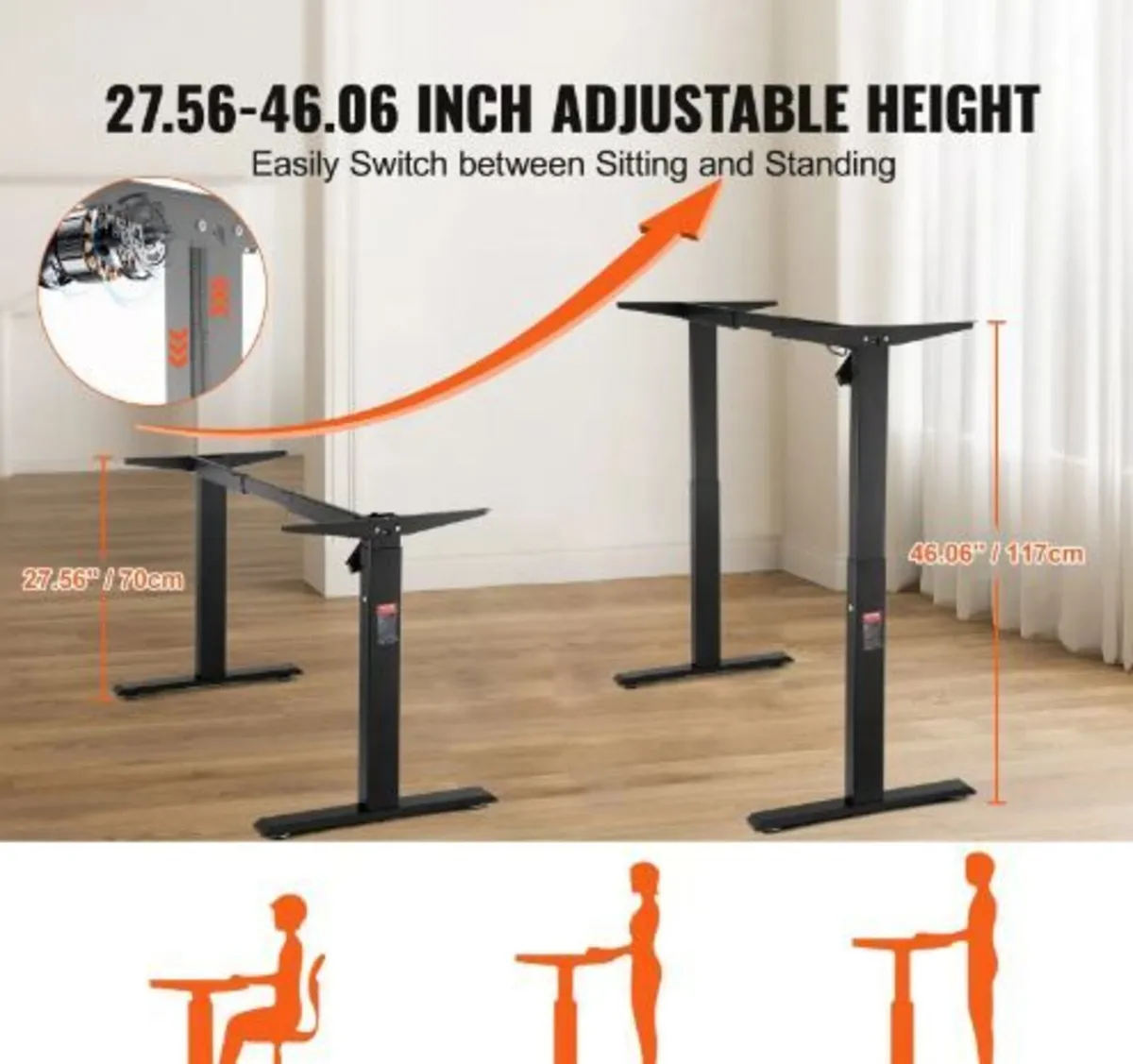 Electric Standing Desk Frame Adjustable 70-117 cm - Image 4