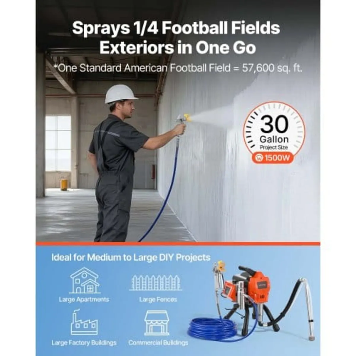 Stand Airless Paint Sprayer, 1500W, 3300PSI High P - Image 4