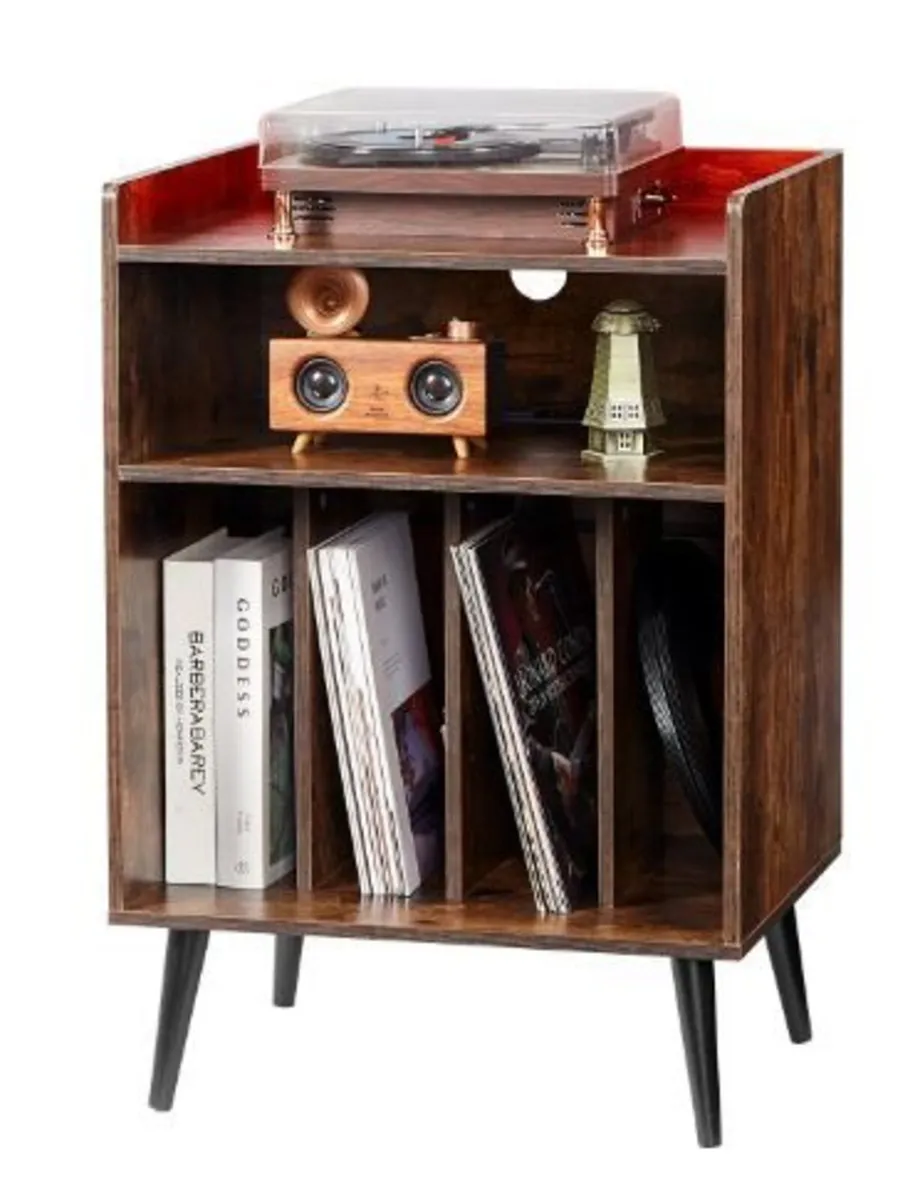 Record Player Stand with LED Light, 3 Tiers - Image 3
