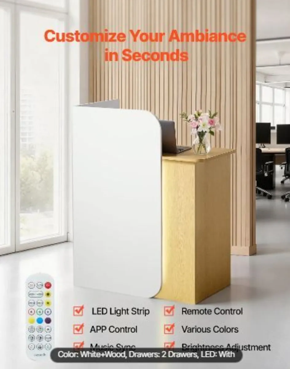Reception Desk, 80 cm Rectangular Front - Image 1