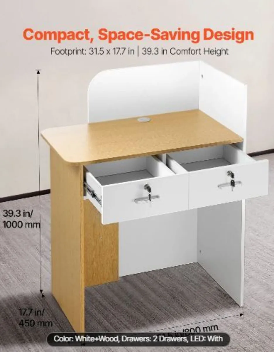 Reception Desk, 80 cm Rectangular Front - Image 3