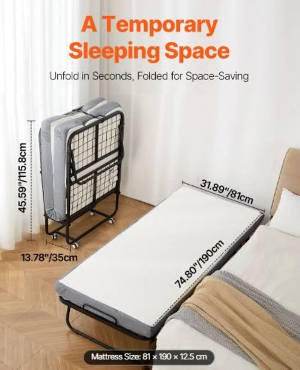 Rollaway Bed, 31 in x 75 in Folding Bed - Image 2