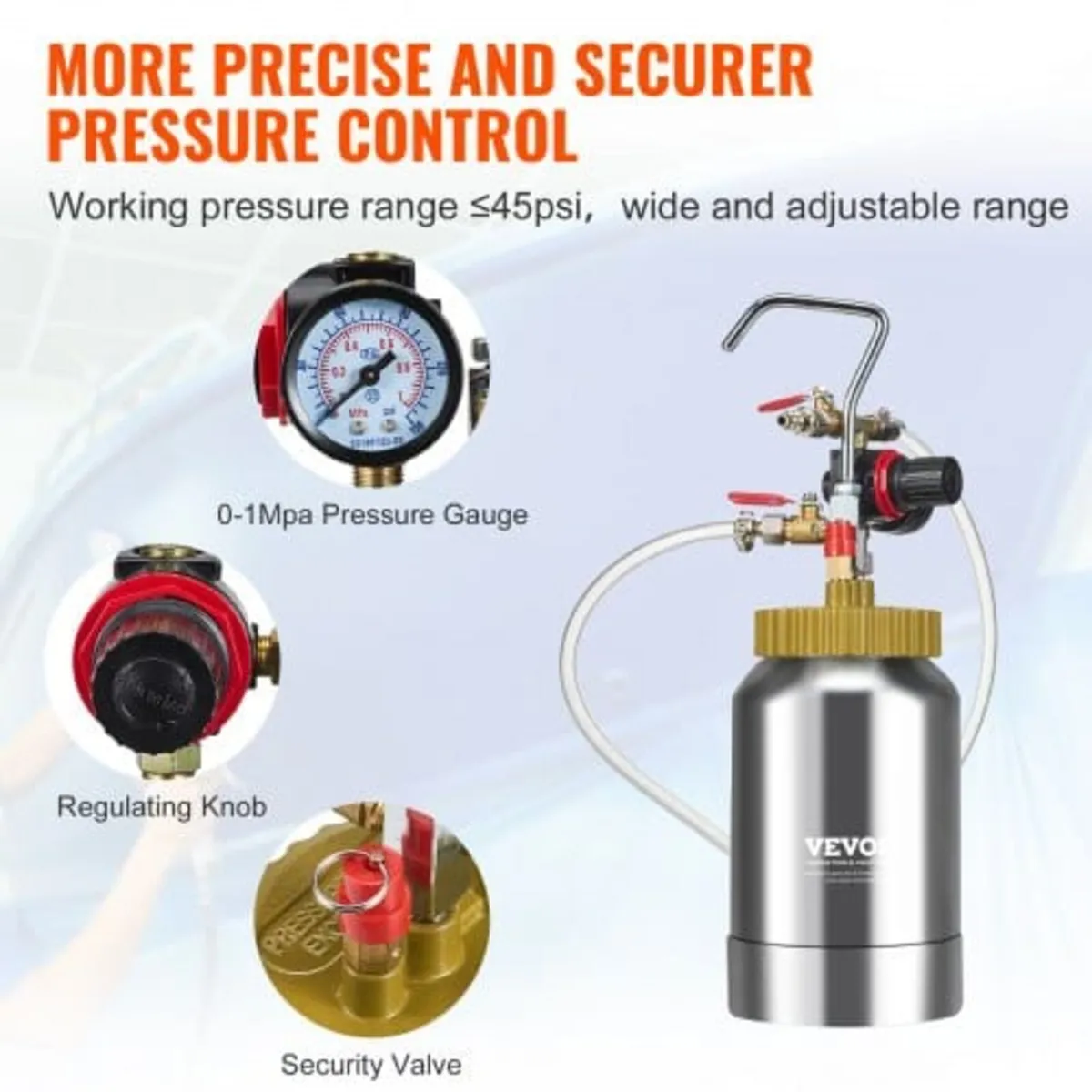 Spray Paint Pressure Pot Tank, 2L/0.5gal Lightweig - Image 3