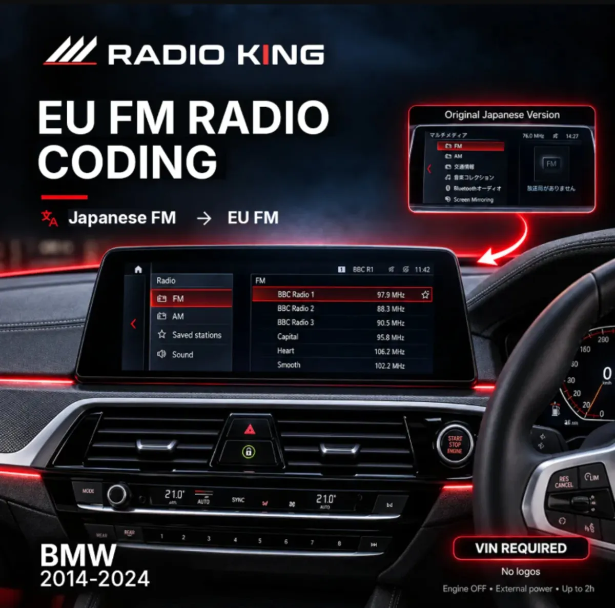 BMW 2014–2024 EU FM Radio Coding