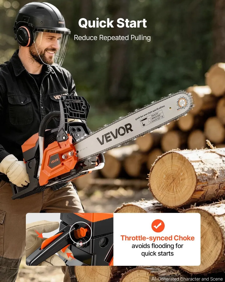 58cc Petrol Chainsaw with 20in Bar - Image 3