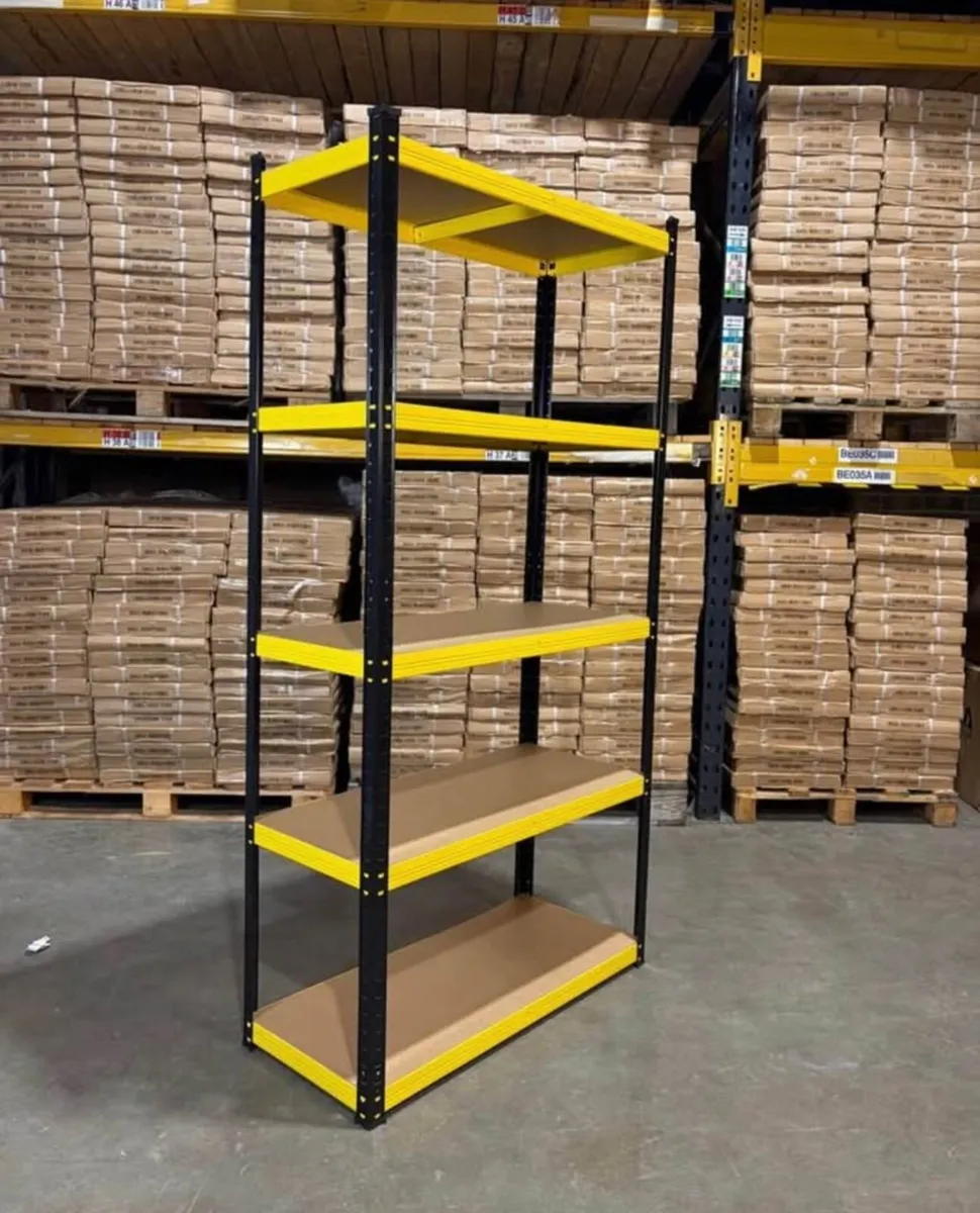 Heavy Duty 5 Tier Shelving – Black & Yellow (175KG - Image 3