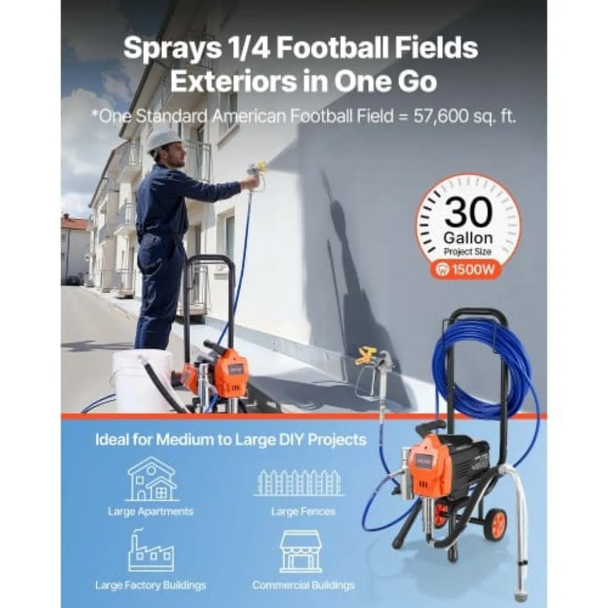 Stand Airless Paint Sprayer, 1500W, 3300PSI High P - Image 3