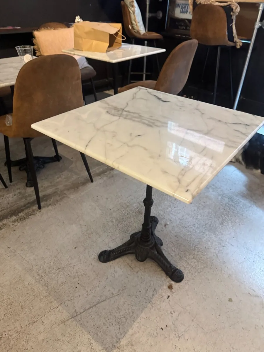 table marble top cast iron base - Image 1