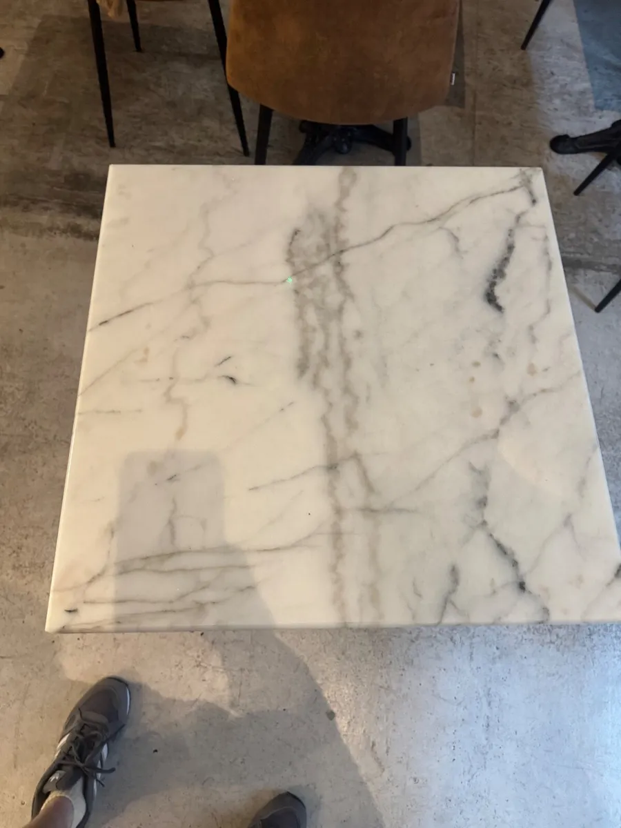 table marble top cast iron base - Image 2