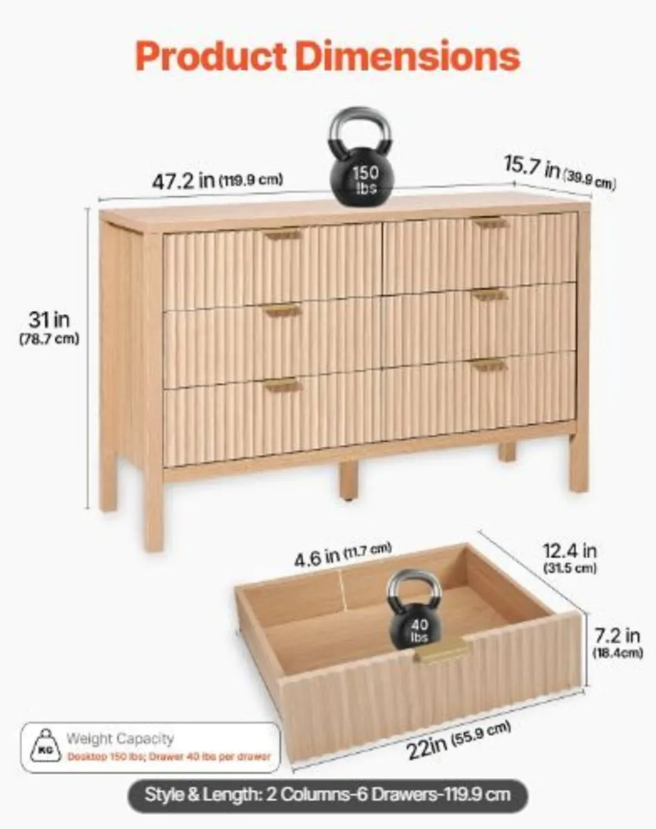 6 Fluted Drawer Dresser - Image 1