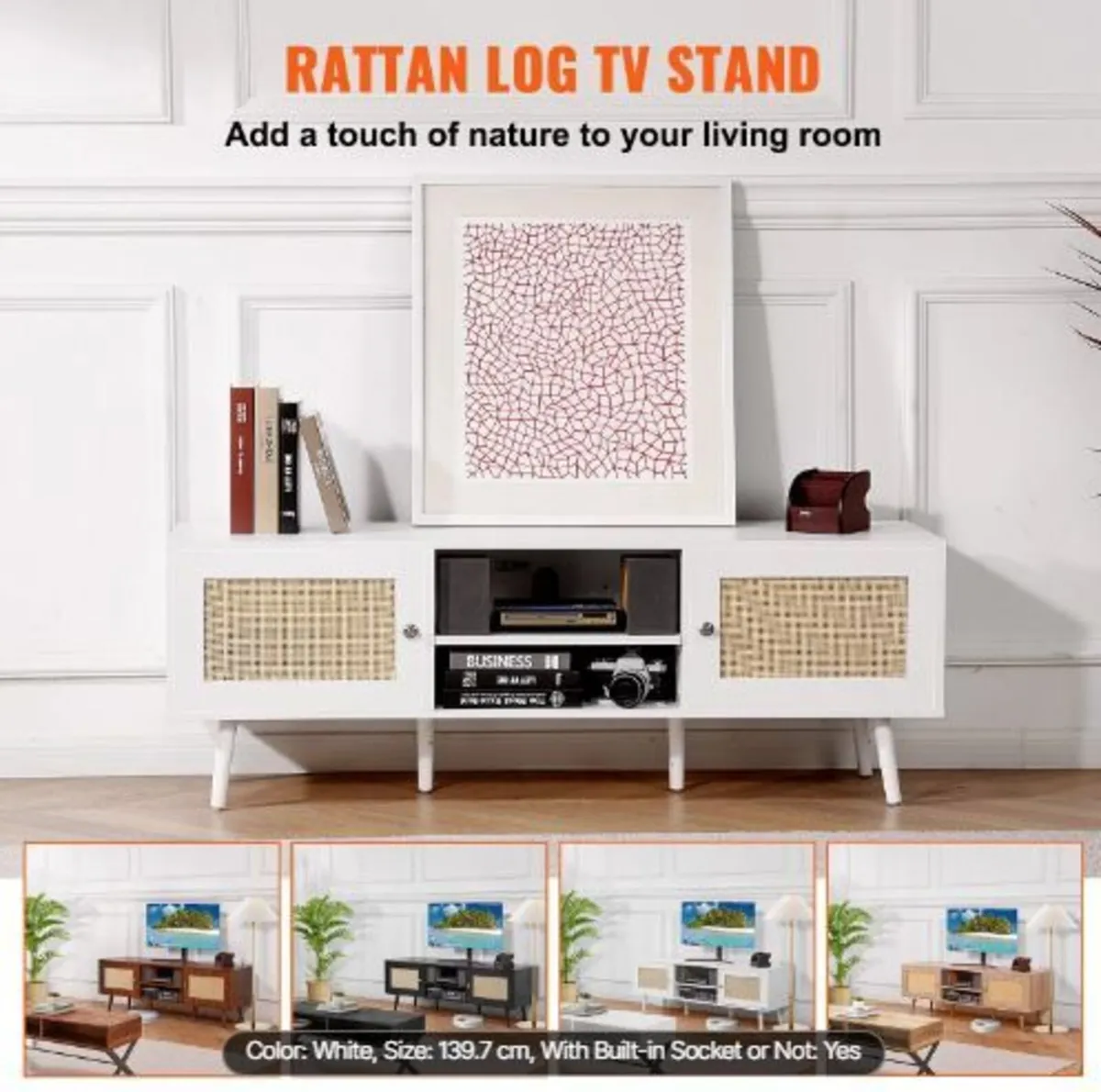 Rattan TV Stand for 65 inch TV - Image 2