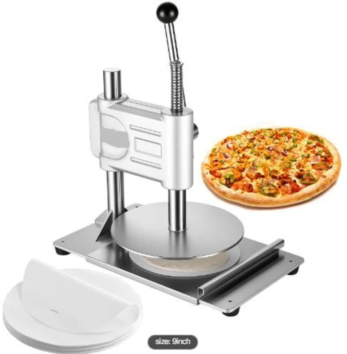 Manual Pizza Dough Press Machine, 9.5 inch - Image 1