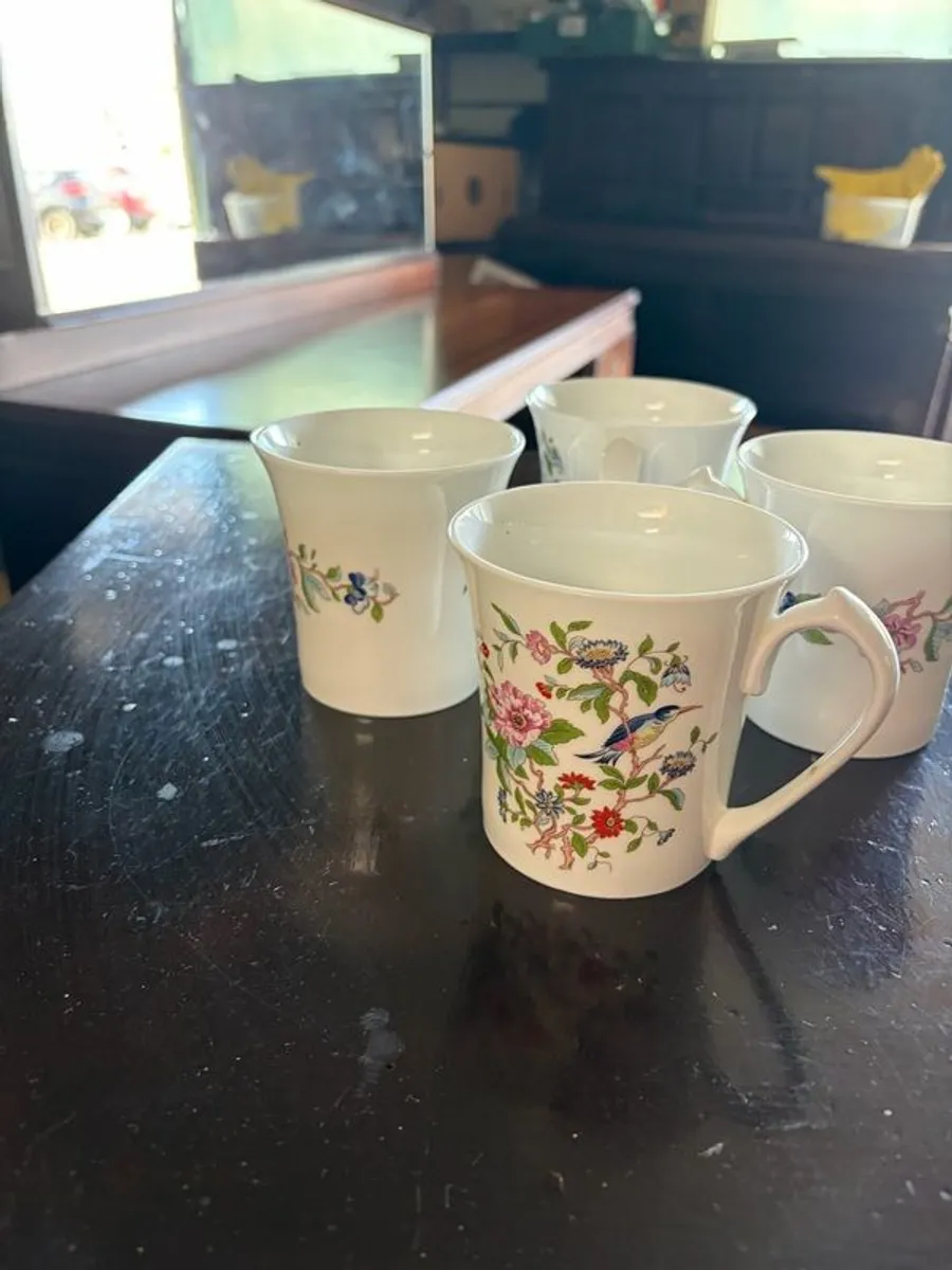 Aynsley Pembroke fine bone china mug featuring a colorful botanical floral and bird pattern - Image 3