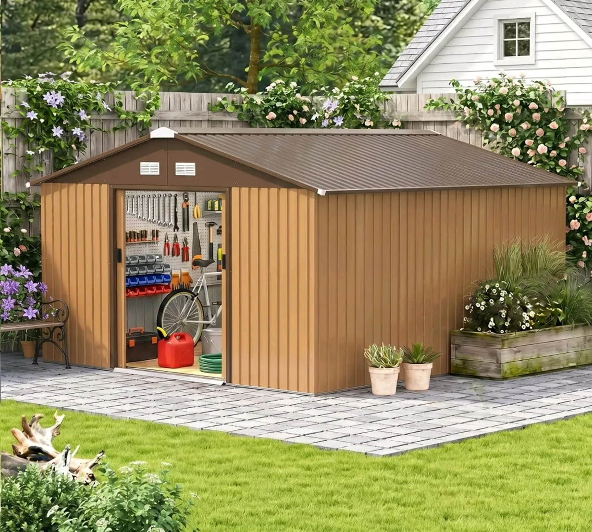FREE SHIPPING 13x11Ft Metal Garden Shed - Image 1