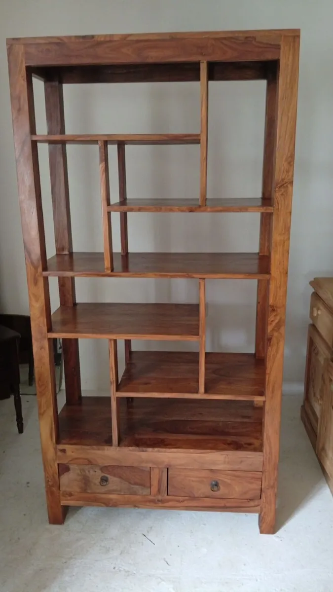 Solid Wood Bookcase / Room Divider with Dual-Sided - Image 1