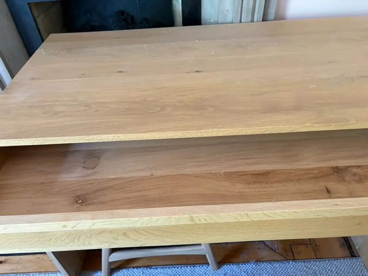 Ethnicraft solid oak desk and stool - Image 2