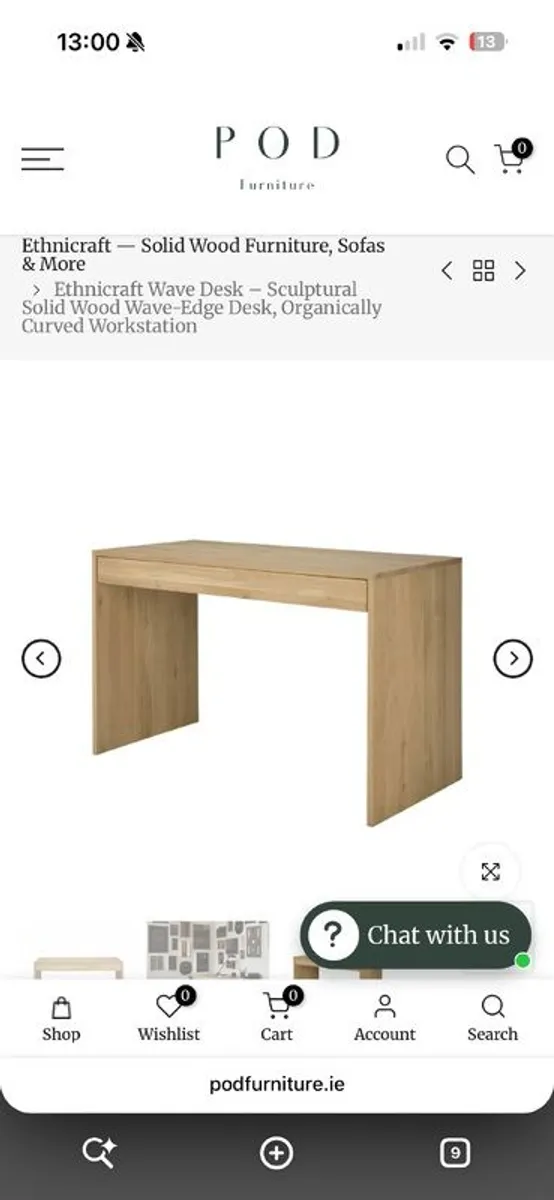 Ethnicraft solid oak desk and stool - Image 3
