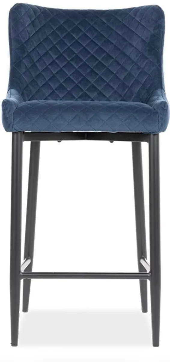 6 navy velvet kitchen chairs,  2 island chairs - Image 3