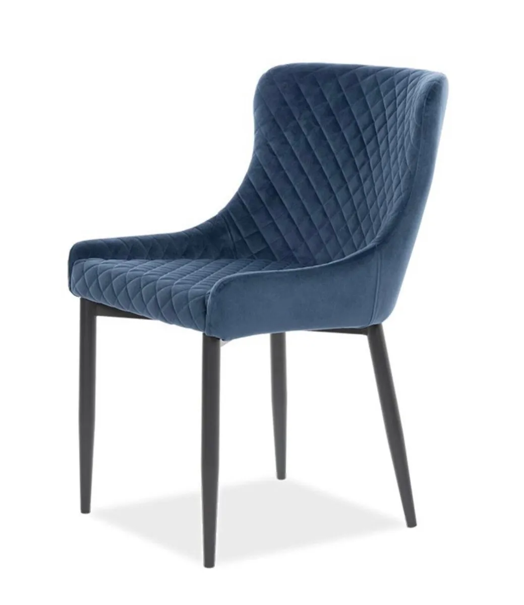 6 navy velvet kitchen chairs,  2 island chairs - Image 1
