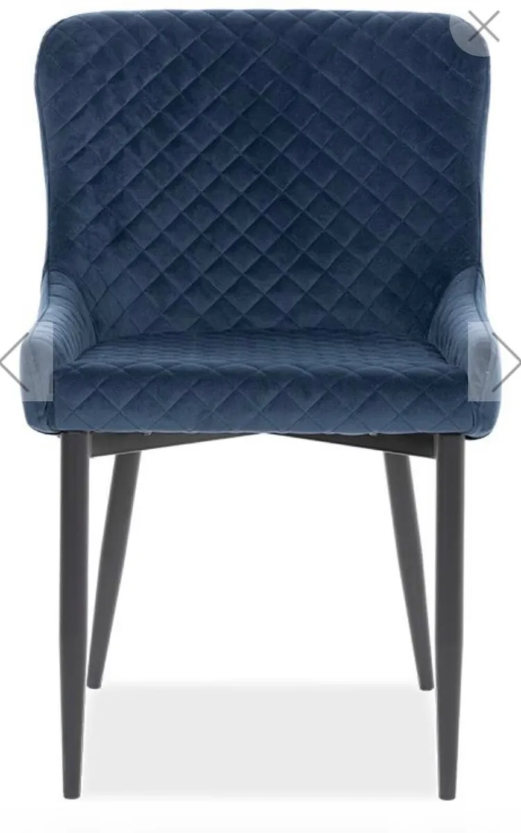 6 navy velvet kitchen chairs,  2 island chairs - Image 2