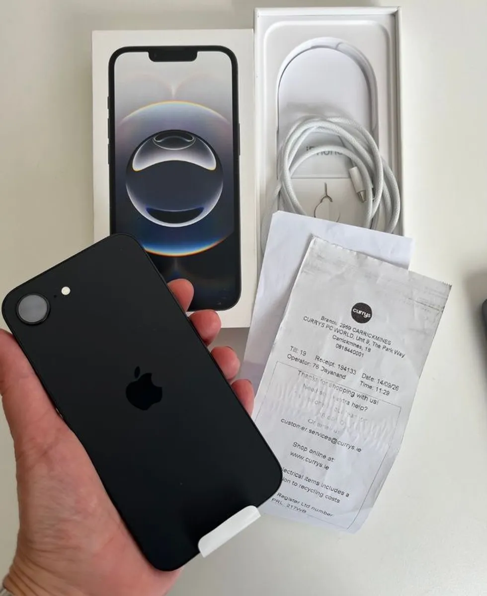 Brand new Apple iPhone 16e - Black, 128gb - unwanted, never used: private seller, Currys receipt - Image 1