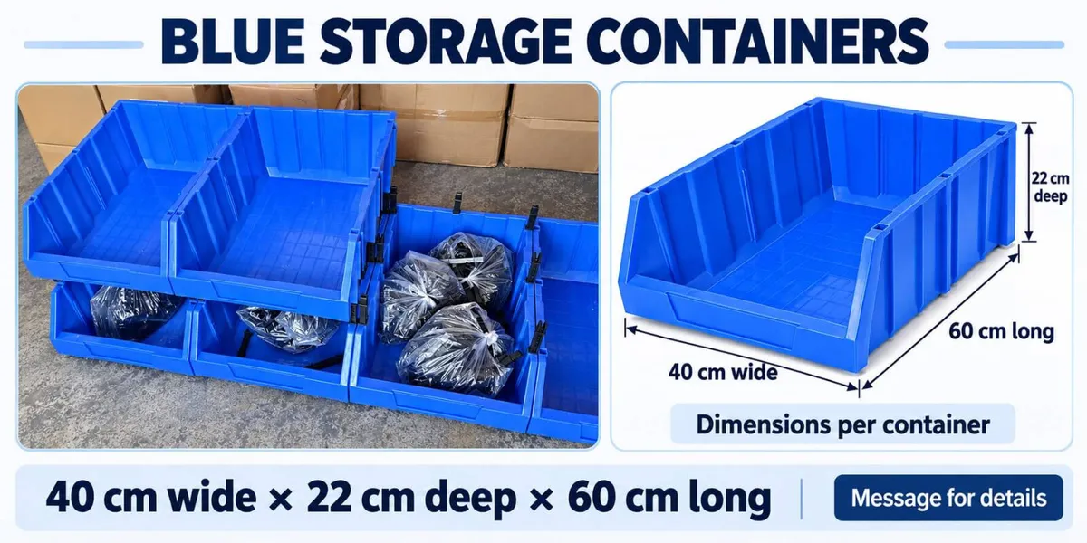 Large Heavy-Duty Blue Stackable Parts Storage Bins - Image 1