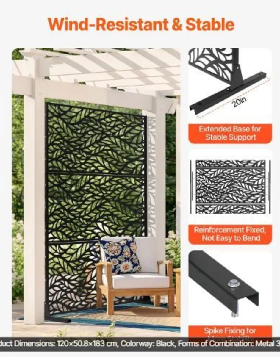 Metal Privacy Screen, 47" W x 72" H, Outdoor - Image 1